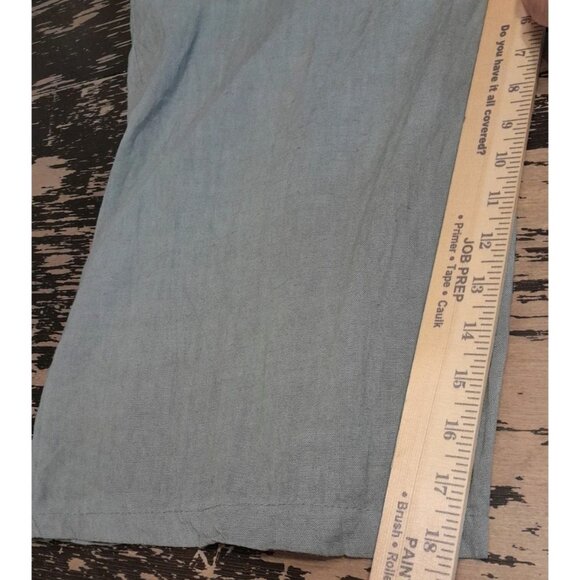 Made In Italy Linen Jumpsuit Overalls Bib Chore Gardening Wide Leg Blue Gray - Picture 7 of 10